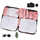 G4Free 9 Set Packing Cubes - Water Resistant Mesh Travel Luggage Accessories Packing Organizer with Shoes Bag(Pink)