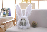 BOBILIKE Plush Fun Bunny Ears Hood Women Costume Hats Warm, Soft and Cozy, White2