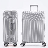 New Aluminum Frame Rolling Luggage Women Travel Bag Trolley Suitcase Carry On Luggage,Silver,24