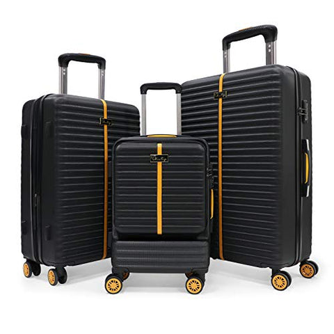 Hardside Expandable Luggage Set with Spinner Wheels, TSA Lock, Large Capacity, 20/26/30 ABS Suitcase, Black