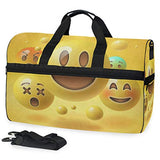 Travel Tote Luggage Weekender Duffle Bag, Cute Egg Smiley Face Illustration Large Canvas shoulder