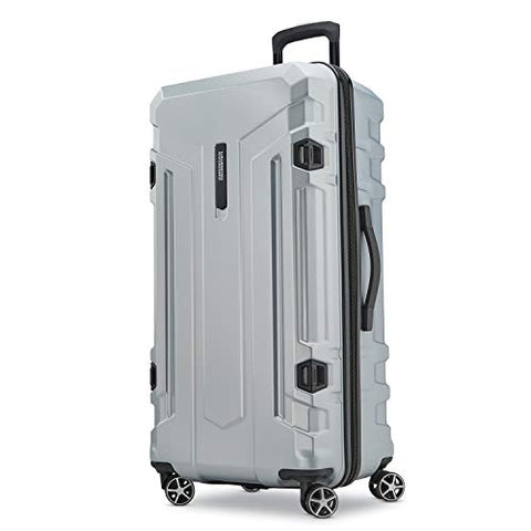 American Tourister Trip Locker Hardside Checked Luggage with Dual Spinner Wheels, Silver