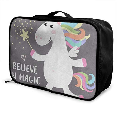 Travel Bags Cute Magical White Unicorn Star Portable Handbag Designer Trolley Handle Luggage Bag