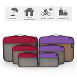 Packing Cubes Organizer Bags For Travel Accessories Packing Cube Compression 6 Set For Luggage Suitcase (Purple Red)