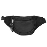 DALIX Fanny Pack w/3 Pockets Traveling Concealment Pouch Airport Money Bag (Black)