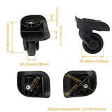 BQLZR 8.2x8.2x4.9cm Black Plastic & Metal DIY 360 Degrees Left&Right Luggage Suitcase Wheels