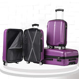 Luggage Set 3 Piece Set Suitcase set with TSA Lock Spinner Hard shell Lightweight (Purple)