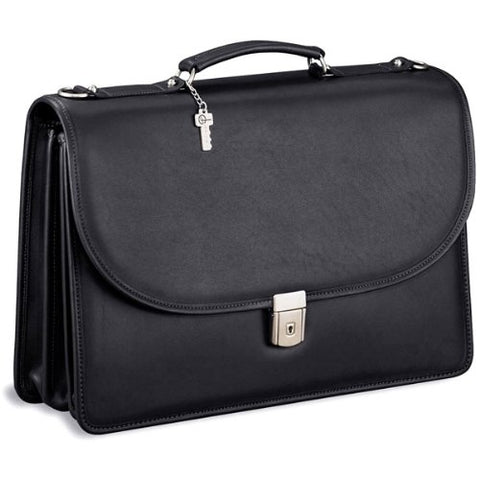 Platinum Triple Gusset Flap Briefcase #8417 (Black)