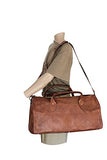 Sharo Leather Bags Leather Duffle Carry-On Travel Bag (Brown)