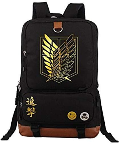 Mxcostume Anime Backpack Attack on Titan Gold Logo School Bag Cosplay Bookbag