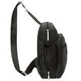 Baggallini Messenger Sling Organizer Shoulder Backpack Bag w Key Chain (Black/MES160)