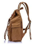 Vintage Canvas Backpack School Book Bag Casual Travel Rucksack - Coffee