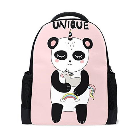 Book bag Happy Smiling Panda Unicorn Backpack School Bag Casual Travel Daypack