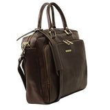 Tuscany Leather Pisa Leather Laptop Briefcase With Front Pocket - Tl141660 (Dark Brown)