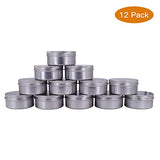 Healthcom 5-Ounce 12 Pack Screw Top Round Steel Tin Cans Aluminum Metal Tin Flat Storage Container for DIY Beauty,Cosmetics,Accessories,Candle Travel Tins or Storage Survival Kit
