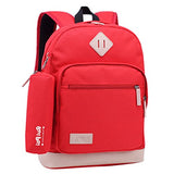 ABage Unisex School Backpack Waterproof Bookbag Travel College Travel Backpacks, Red