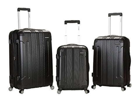 Rockland Luggage 3 Piece Abs Upright Luggage Set, Black, Medium