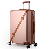 TangFeii-trunk Boarding Luggage Universal 2 Piece Set Spinner Luggage Expandable Travel Suitcase 20in 14in/24in 14in Wheel Upright Carry-on Luggag (Color : Rose Gold, Size : 20in+14in)