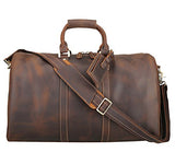 Polare Men'S 20'' Retro Real Leather Weekender Duffel Overnight Bag Carry On Luggage