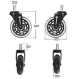 Office Chair Caster Wheels,Airkoul 5Pcs 3 Inches PU Replacements Wheels Universal Fit Safe for