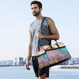 Travel Tote Luggage Weekender Duffle Bag, Colorful Sunset Beach Clouds Large Canvas shoulder bag