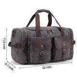 Canvas Duffle Bag overnight bag 22 inch Leather Weekend Bag Carry On Travel Bag Luggage Oversized Holdalls for Men and Women
