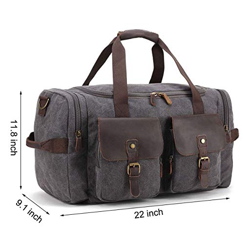 Canvas Duffle Bag overnight bag 22 inch Leather Weekend Bag Carry On ...