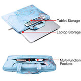 MOSISO Laptop Shoulder Bag Compatible with MacBook Pro/Air 13 inch, 13-13.3 inch Notebook Computer, Polyester Watercolor Marble Carrying Briefcase Sleeve, Turquoise
