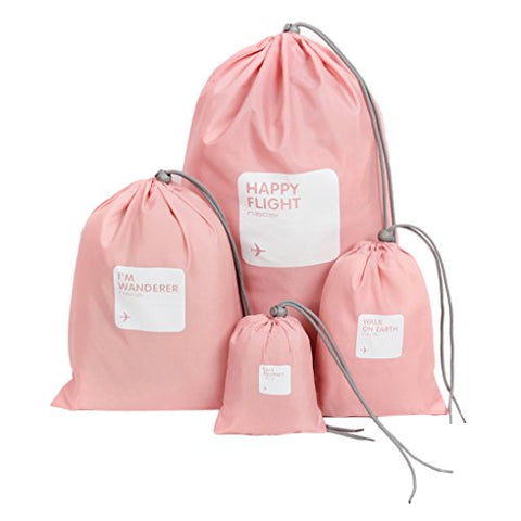 FakeFace Set of 4pcs Waterproof Travel Drawstring Bag Shoes Laundry Underwear Makeup Storage