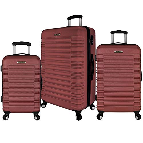 Elite Luggage 3Piece Hardside Spinner Luggage Set, Silver