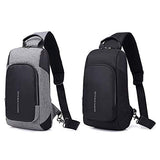 JAGENIE Men Backpack USB Charger Port Chest Pack Anti-Theft Rucksack Shoulder Sling Bag Black