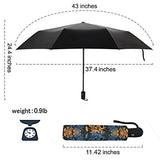 InterestPrint Funny Unicorns,Donuts Rainbow Windproof Auto Open And Close Foldable Umbrella,