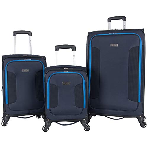 Ben Sherman Houndstooth Hike 3-Pc Set 20" Carry-On, 24", 28", Navy W/Blue