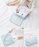 Belsmi 7 Set Packing Cubes With Shoe Bag - Compression Travel Luggage Organizer (Blue)