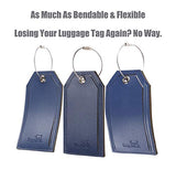NapaWalli Leather Instrument Baggage Bag Luggage Tags with Privacy Cover 2 Pcs Set (Blue Navy)