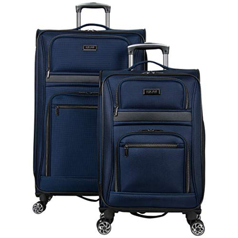 Kenneth Cole Reaction Rugged Roamer Luggage Collection Lightweight Softside Expandable 8-Wheel Spinner Travel Suitcase Bag, Navy, 2-Piece (20" Carry-On / 28" Check Size)