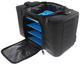6 Pack Fitness Insulated Meal Prep Bag, Innovator 300 Black/Neon Blue (3 Meal) w/Bonus ZogoSportz Cyclone Shaker