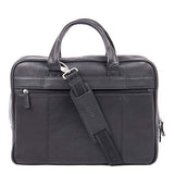 Bugatti Sartoria Medium Top Grain Leather Zipper Briefcase, Leather, Black