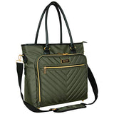 Kenneth Cole Reaction Chelsea Chevron 15" Laptop & Tablet Business Tote W/Removable Shoulder Strap, Olive, Laptop