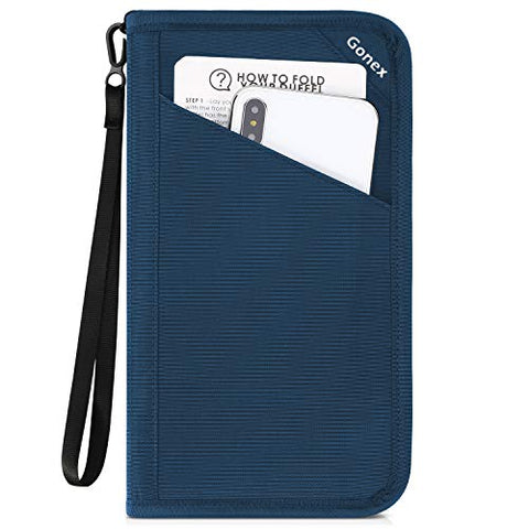 Gonex Passport holder RFID Blocking Travel Wallet with Removable Wristlet Strap for Men& Women,