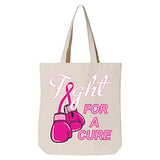 Fight for a Cure Fight Support Breast Cancer Awareness Graphic Reusable Gusseted Tote Bag, Natural, One Size