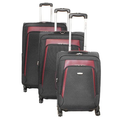 Dejuno Conductor 3-Piece Expandable Spinner Luggage Set, Black