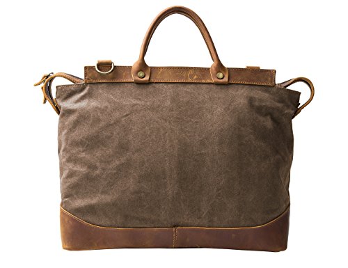 ECOSUSI Canvas Laptop Briefcase Bag Computer Bag Hiking Bag Camping Bag Weekend Bag Fits Most