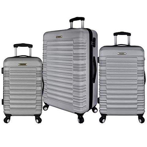 Elite Luggage 3-Piece Hardside Spinner Luggage Set, Silver