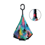 Inverted Umbrella Colorful Paw Dog Reverse Umbrella UV Protection Windproof for Car Rain Sun