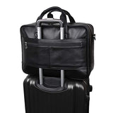 Polare Real Soft Nappa Leather 17" Laptop Case Professional Briefcase Business Bag For Men (Black)