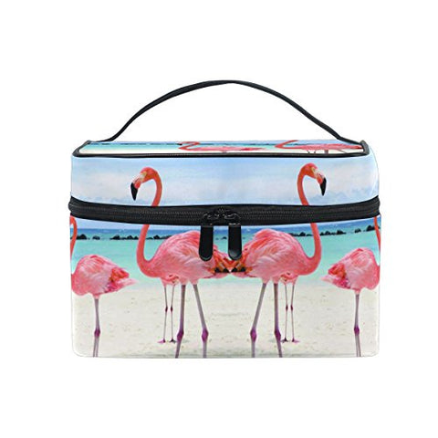 Makeup Bag Art Flamingos Travel Cosmetic Bags Organizer Train Case Toiletry Make Up Pouch