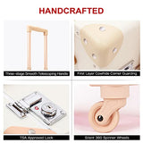 NZBZ Luxury Vintage Trunk Luggage Sets with Spinner Wheels and Tsa lock Genuine Leather Retro Suitcase (White, 24"+12")