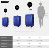Luggage 3 Piece set ABS Hardshell with Spinner Durable and Lightweight 3 PC Suitcase sets 20 24 28 inch, Free Backpack Inside (Cobalt Blue 2)