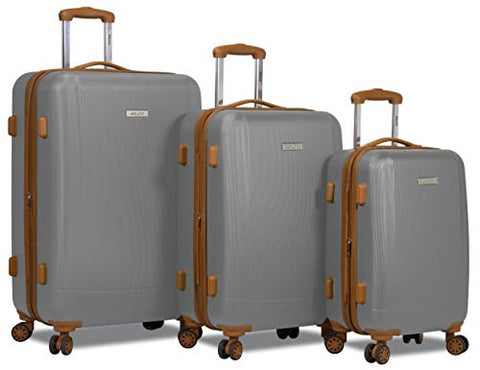 Dejuno Legion 3-pc Hardside Spinner TSA Lock Luggage Set-Silver